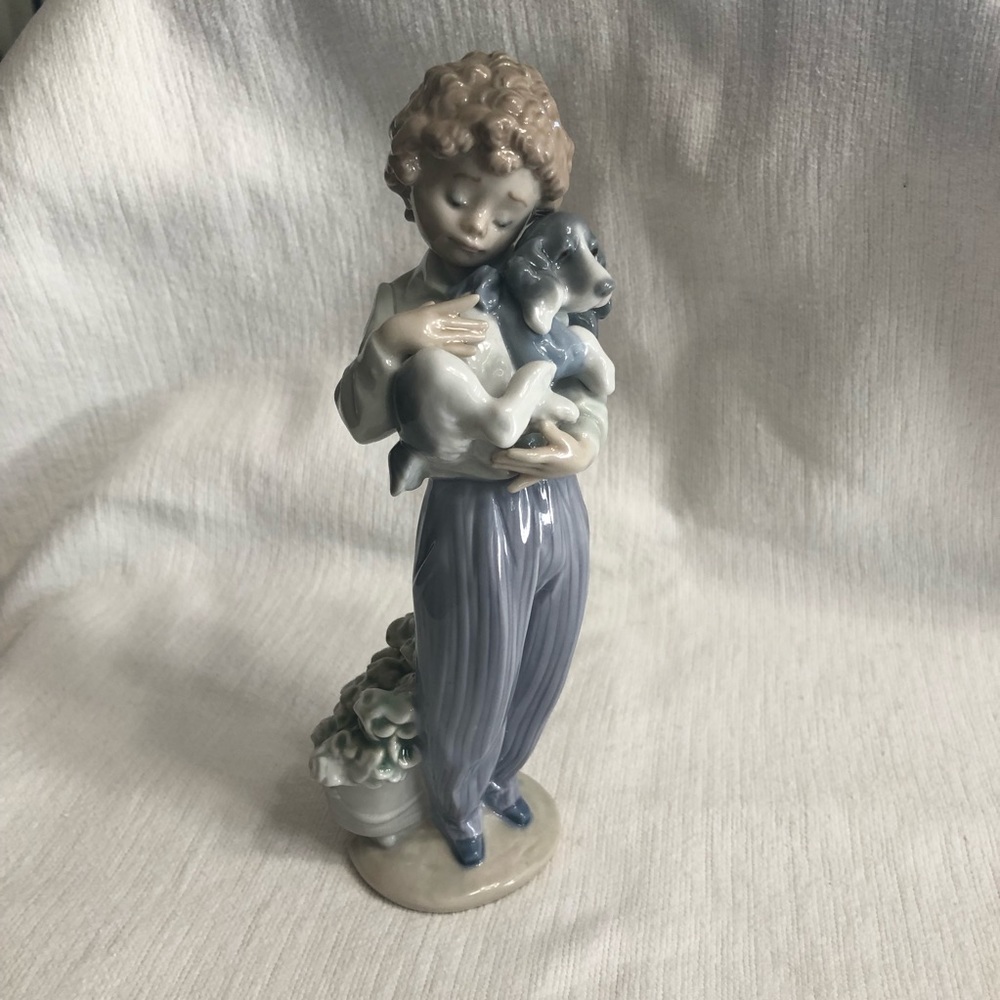 Lladro “7609” My Buddy. Boy with Puppy. Collectors Society Retired Porcelain